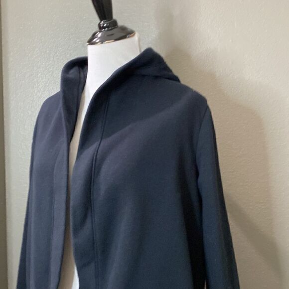 Marled Black Hooded Sweatshirt Open front Cardigan Sweater - Picture 2 of 11